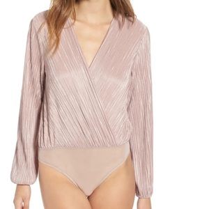 Astr the label pink pleated bodysuit Large